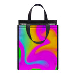 Holographic Neon Liquid Trippy Print Insulated Lunch Tote