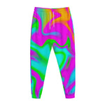Holographic Neon Liquid Trippy Print Jogger Pants