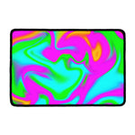 Holographic Neon Liquid Trippy Print Kitchen Mat