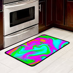 Holographic Neon Liquid Trippy Print Kitchen Mat