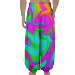 Holographic Neon Liquid Trippy Print Lantern Pants