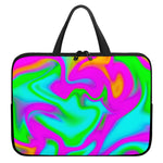 Holographic Neon Liquid Trippy Print Laptop Sleeve With Handle