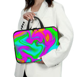 Holographic Neon Liquid Trippy Print Laptop Sleeve With Handle