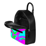 Holographic Neon Liquid Trippy Print Leather Backpack