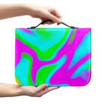 Holographic Neon Liquid Trippy Print Leather Bible Cover