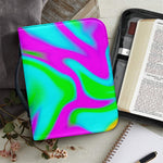 Holographic Neon Liquid Trippy Print Leather Bible Cover
