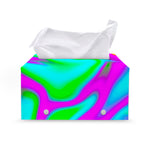 Holographic Neon Liquid Trippy Print Leather Tissue Box Cover