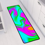Holographic Neon Liquid Trippy Print Long Kitchen Mat