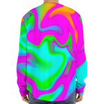 Holographic Neon Liquid Trippy Print Long Sleeve Baseball Jersey