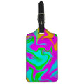 Holographic Neon Liquid Trippy Print Luggage Tag
