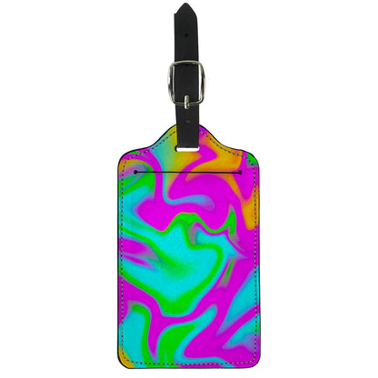 Holographic Neon Liquid Trippy Print Luggage Tag