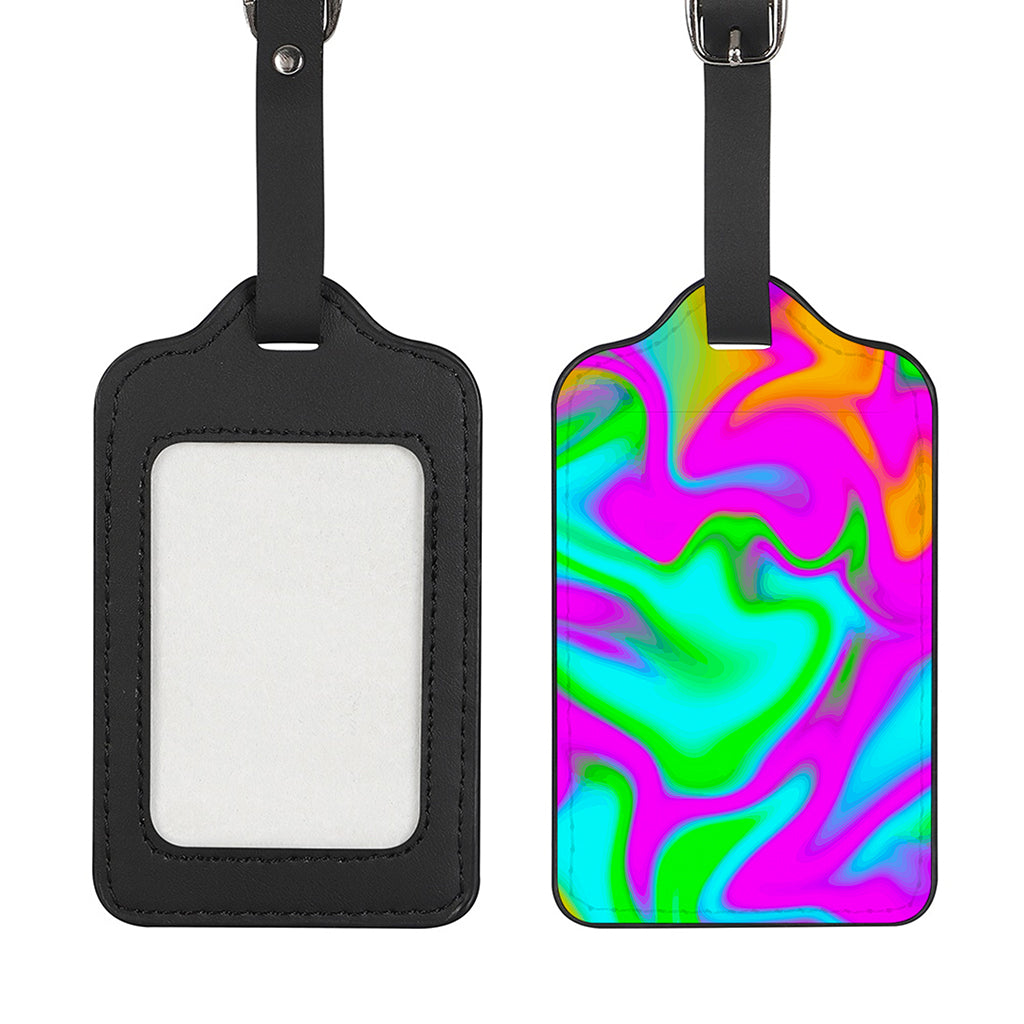 Holographic Neon Liquid Trippy Print Luggage Tag