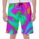 Holographic Neon Liquid Trippy Print Men's Beach Shorts