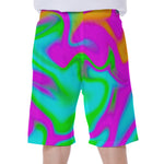 Holographic Neon Liquid Trippy Print Men's Beach Shorts