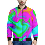 Holographic Neon Liquid Trippy Print Men's Bomber Jacket