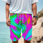 Holographic Neon Liquid Trippy Print Men's Cargo Shorts