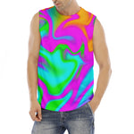 Holographic Neon Liquid Trippy Print Men's Fitness Tank Top