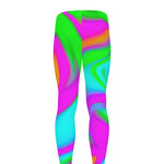 Holographic Neon Liquid Trippy Print Men's leggings