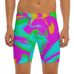 Holographic Neon Liquid Trippy Print Men's Long Boxer Briefs