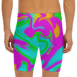 Holographic Neon Liquid Trippy Print Men's Long Boxer Briefs