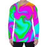 Holographic Neon Liquid Trippy Print Men's Long Sleeve T-Shirt