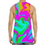 Holographic Neon Liquid Trippy Print Men's Muscle Tank Top
