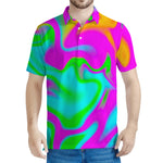 Holographic Neon Liquid Trippy Print Men's Polo Shirt
