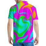 Holographic Neon Liquid Trippy Print Men's Polo Shirt