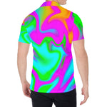 Holographic Neon Liquid Trippy Print Men's Shirt