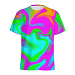 Holographic Neon Liquid Trippy Print Men's Sports T-Shirt