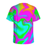 Holographic Neon Liquid Trippy Print Men's Sports T-Shirt