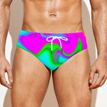 Holographic Neon Liquid Trippy Print Men's Swim Briefs