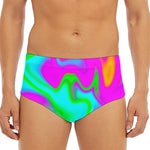 Holographic Neon Liquid Trippy Print Men's Triangle Swim Briefs