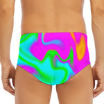Holographic Neon Liquid Trippy Print Men's Triangle Swim Briefs