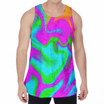 Holographic Neon Liquid Trippy Print Men's Velvet Tank Top