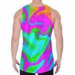Holographic Neon Liquid Trippy Print Men's Velvet Tank Top