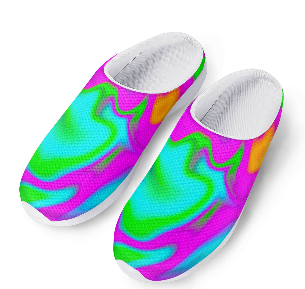 Holographic Neon Liquid Trippy Print Mesh Casual Shoes