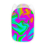 Holographic Neon Liquid Trippy Print Mesh Laundry Hamper