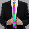 Holographic Neon Liquid Trippy Print Necktie