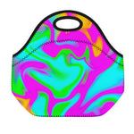 Holographic Neon Liquid Trippy Print Neoprene Lunch Bag
