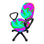 Holographic Neon Liquid Trippy Print Office Chair Cover