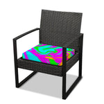 Holographic Neon Liquid Trippy Print Outdoor Seat Cushion Cover