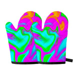 Holographic Neon Liquid Trippy Print Oven Mitts