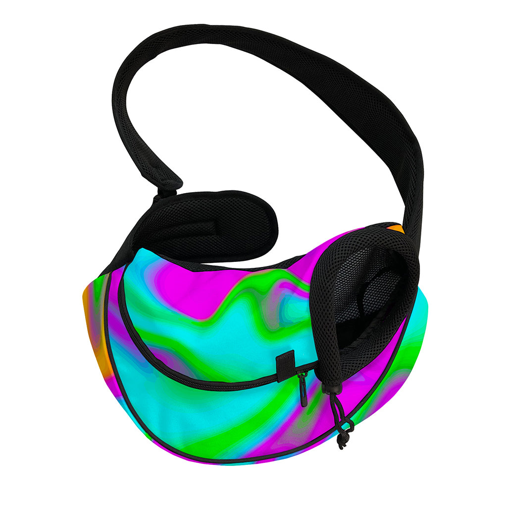Holographic Neon Liquid Trippy Print Pet Sling Carrier
