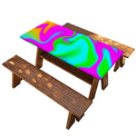 Holographic Neon Liquid Trippy Print Picnic Table Cover