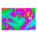 Holographic Neon Liquid Trippy Print Placemat