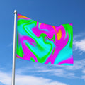 Holographic Neon Liquid Trippy Print Polyester Flag