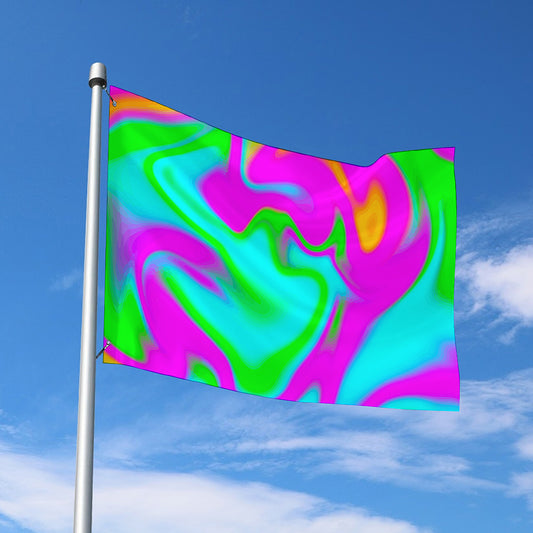 Holographic Neon Liquid Trippy Print Polyester Flag