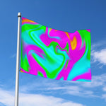 Holographic Neon Liquid Trippy Print Polyester Flag