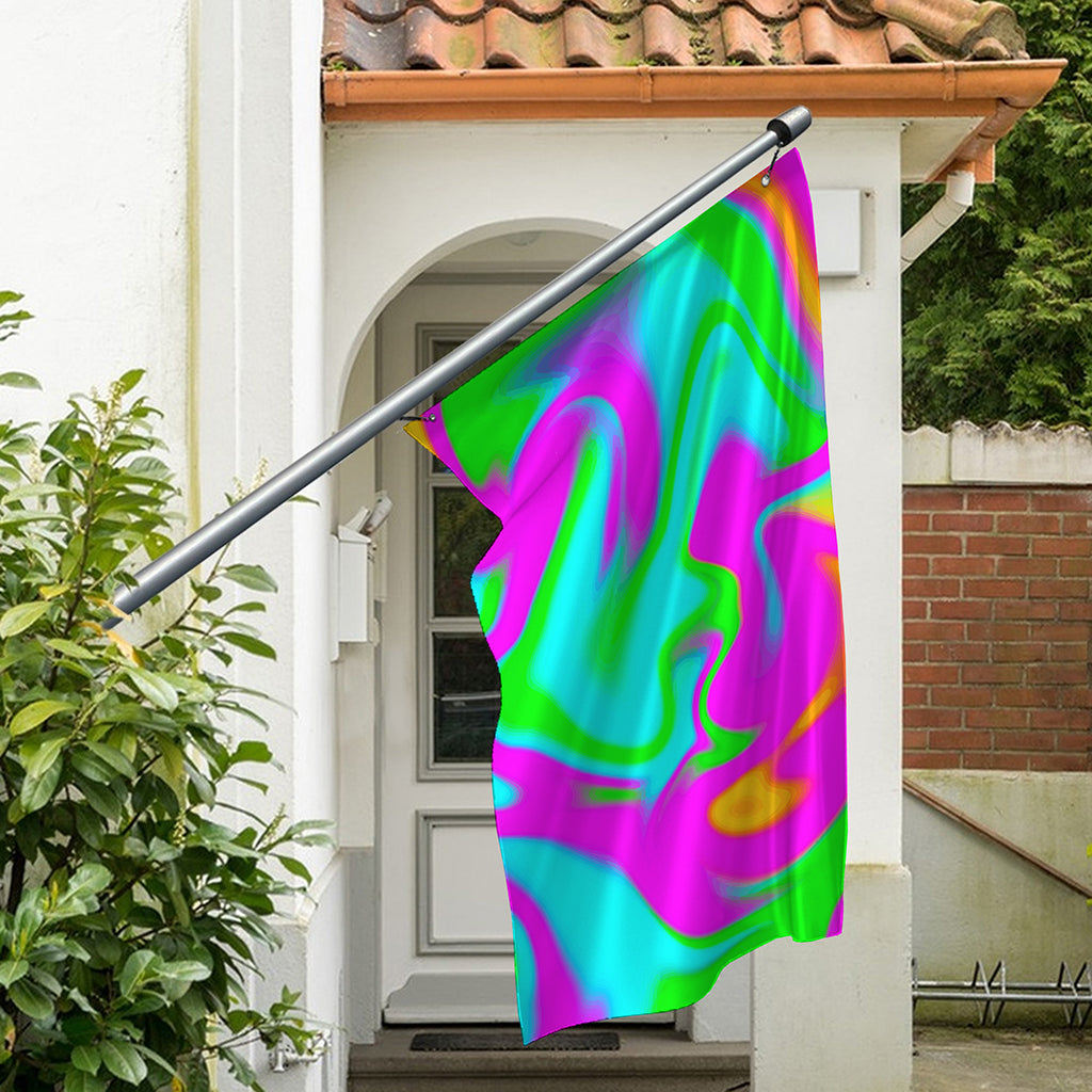 Holographic Neon Liquid Trippy Print Polyester Flag